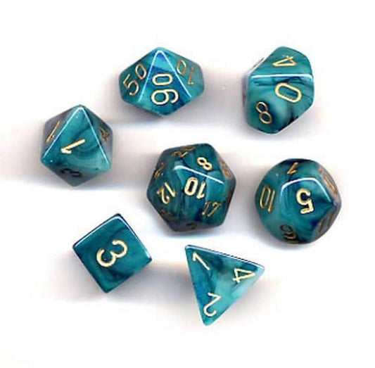 Chessex: Phantom - Polyhedral Teal/Gold 7-Die Set