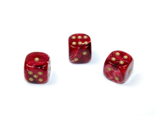 Chessex: Vortex - 12mm d6 Dice Block - Burgundy/Gold