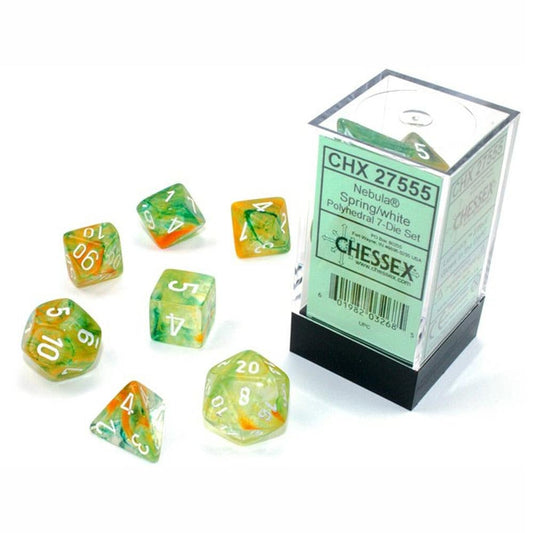 Chessex: Nebula Polyhedral Spring/white  Luminary 7-Die Set
