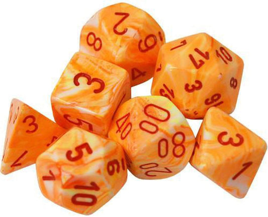 Chessex: Festive - Polyhedral Sunburst/Red 7-Die Set