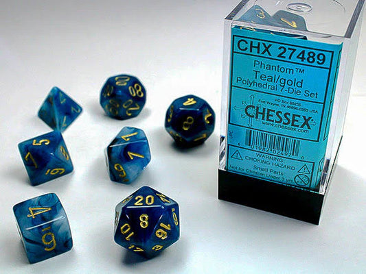 Chessex: Phantom - Polyhedral Teal/Gold 7-Die Set