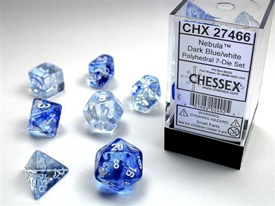 Chessex: Nebula - Polyhedral Dark Blue/White 7-Die Set