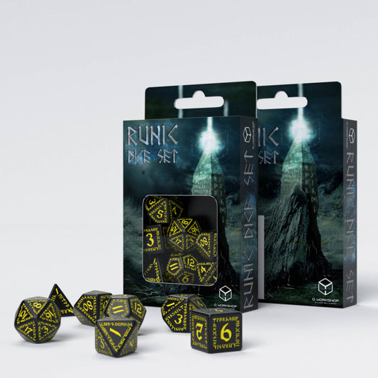 Q Workshop: Runic - Black/Yellow Dice Set